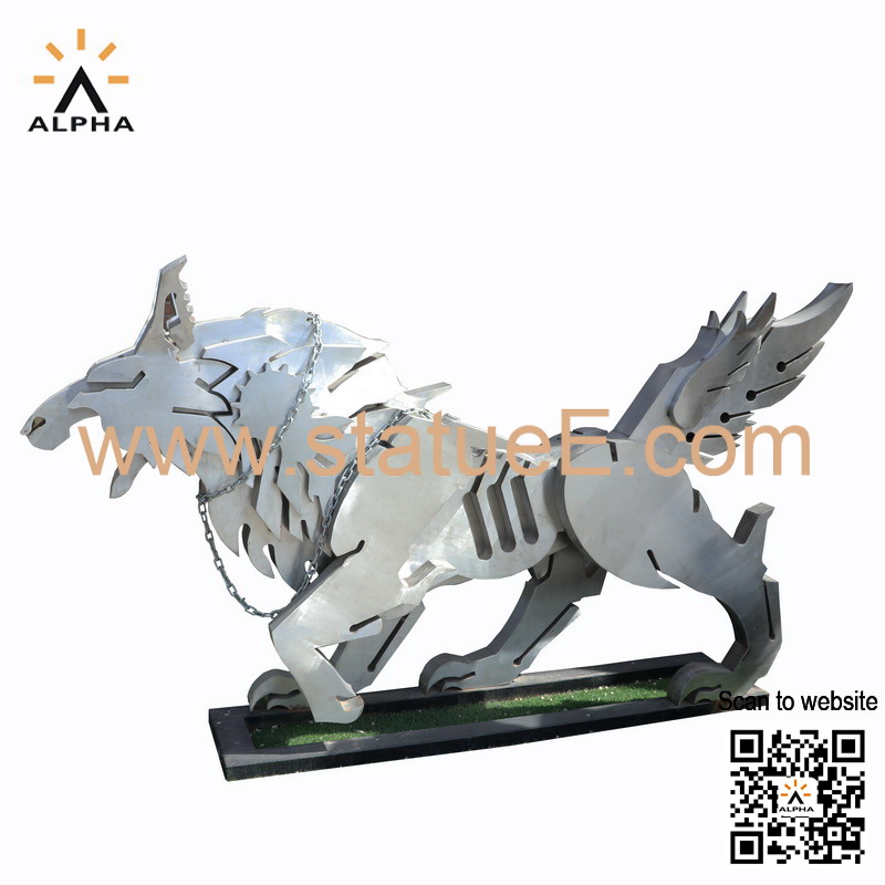 metal wolf statue